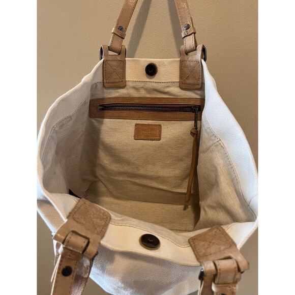 Botkier Cotton Canvas Woven Tote White & Brown Medium Purse - Picture 10 of 13